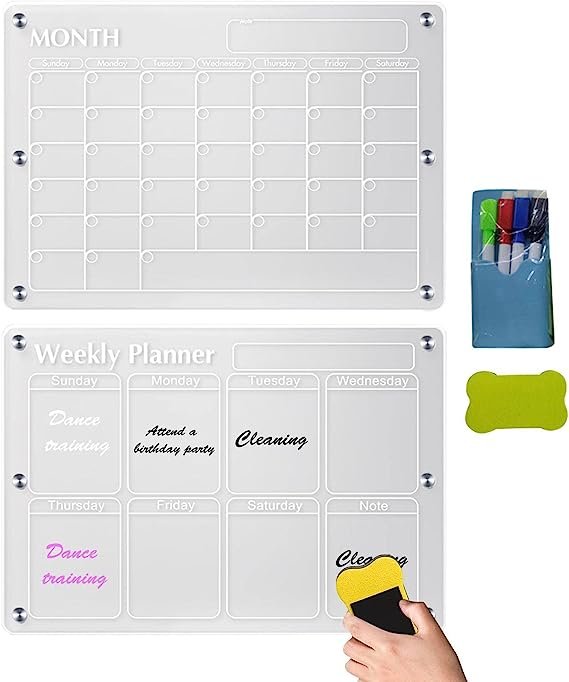 Transparent Calendar for Fridge, Magnetic Planner for Fridge